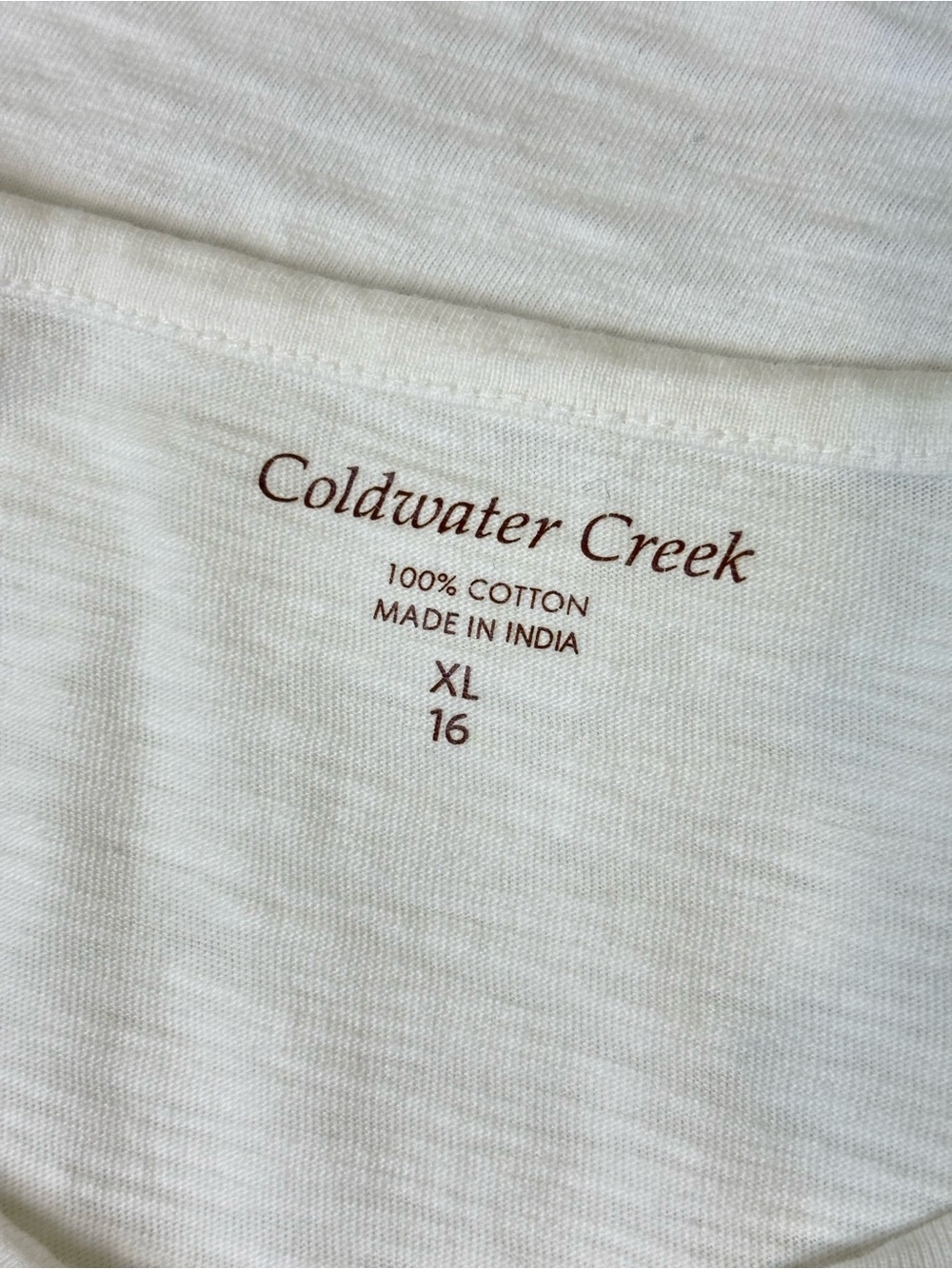 Coldwater Creek White V-Neck Tee with Decorative Trim, 100% cotton - Picture 4 of 6